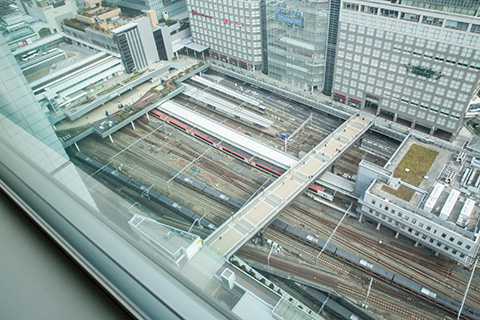 シーニックキングルームから望む新宿駅とトレインビュー